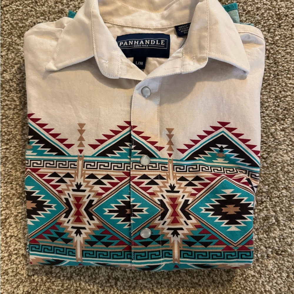 Western Shirt - White and Teal